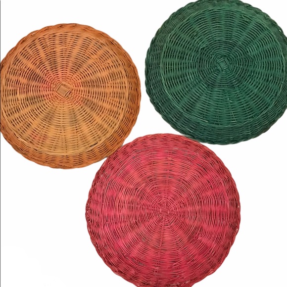 Vintage Colored Woven Wicker Wall Decor - Picture 2 of 2